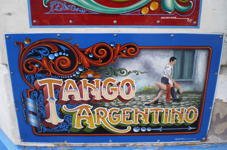 colorful hand painted sign that says Tango Argentina