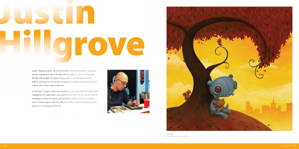 sample art book spread with artwork by Justin Hillgrove