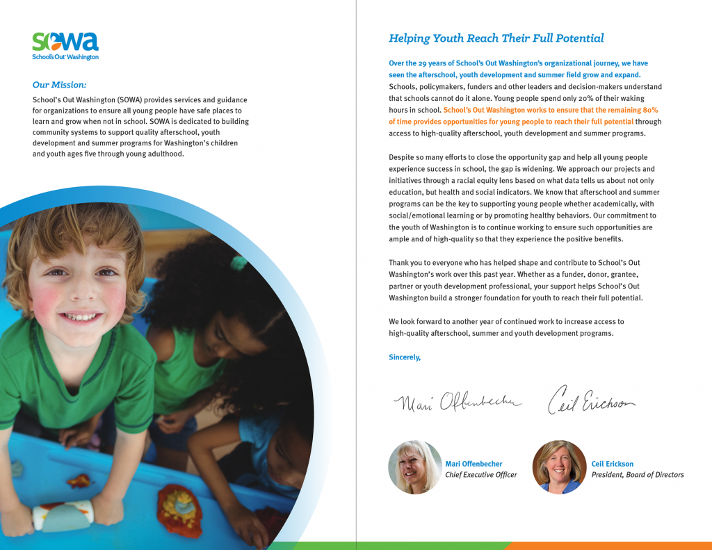 sample spread from SOWA's annual report