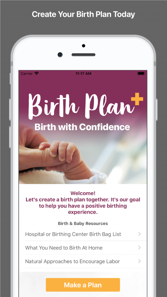 custom birth plan app design