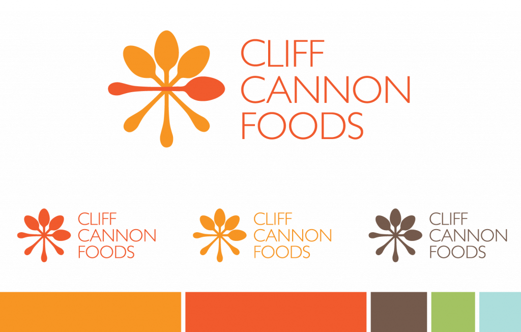Cliff Cannon Foods Logo options in different color and color palette designed by Mindi and Riley Raker