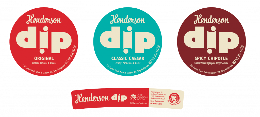 Henderson Dip food packaging design by Mindi and Riley Raker