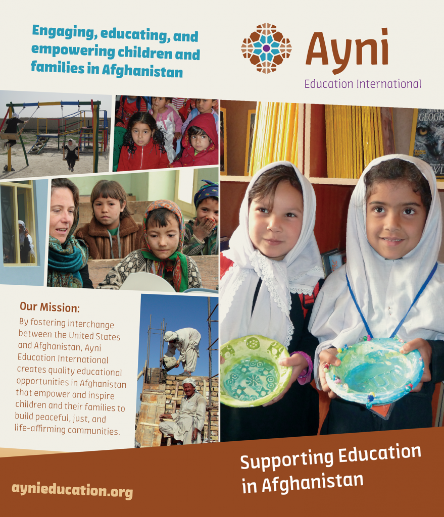 Sample brochure design with children from Afghanistan on the cover