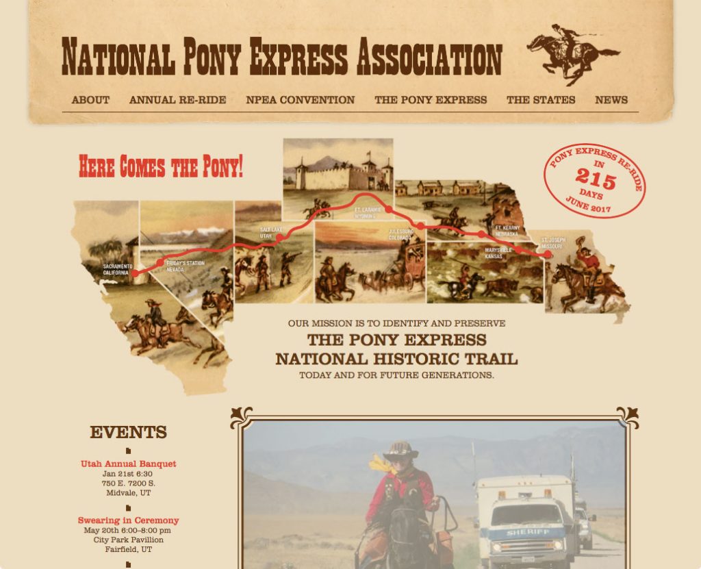 Pony Express website home page design