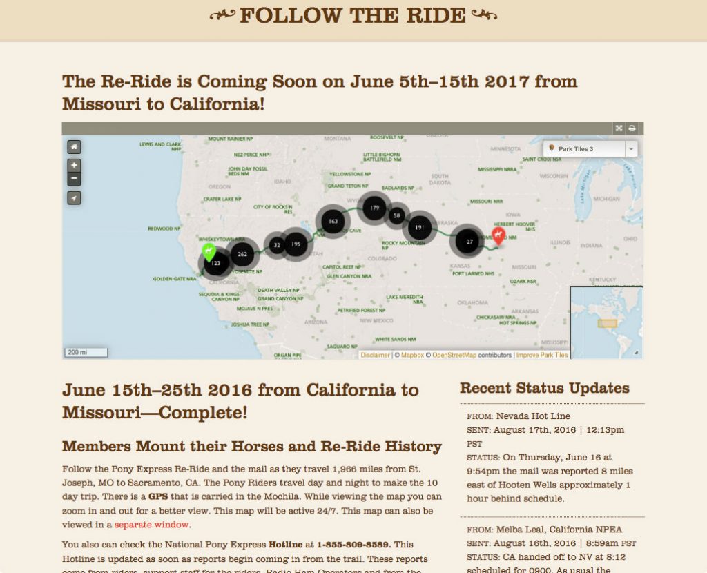 NPEA Re-ride website layout
